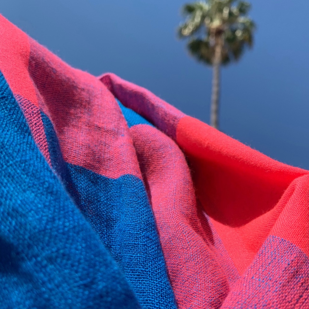 MARC By Marc Jacobs Stacey Gingham Scarf Blue/Pink - Picture 13 of 15